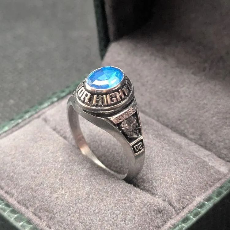 2002年 ハーフジョーンズ社 カレッジリング ULT 16号 HJ社 ブルー青 Herff Jones 米国製 合金