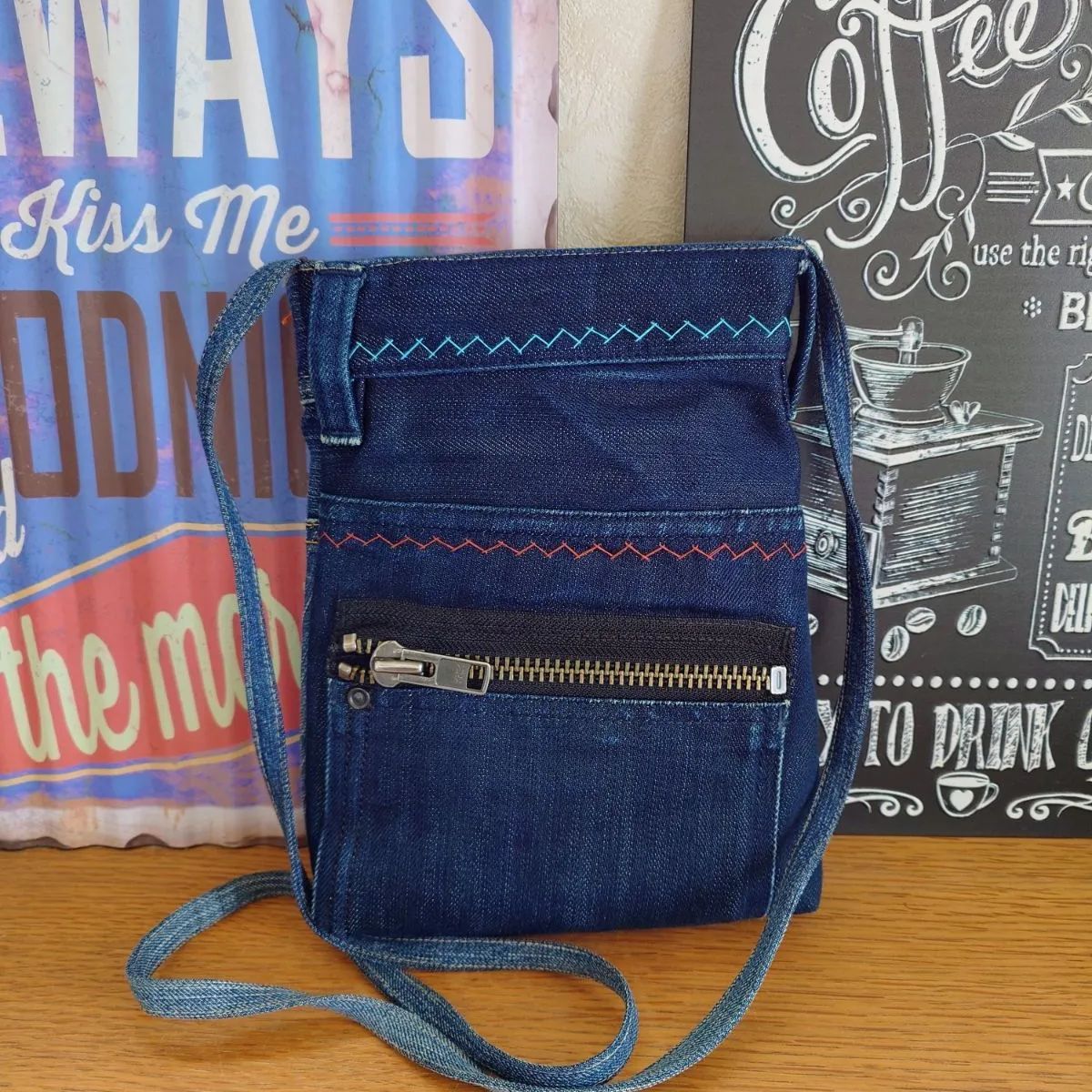 デニムリメイクショルダー 81 How to make a double zipper shoulder bag using scraps❗️ - YouTube