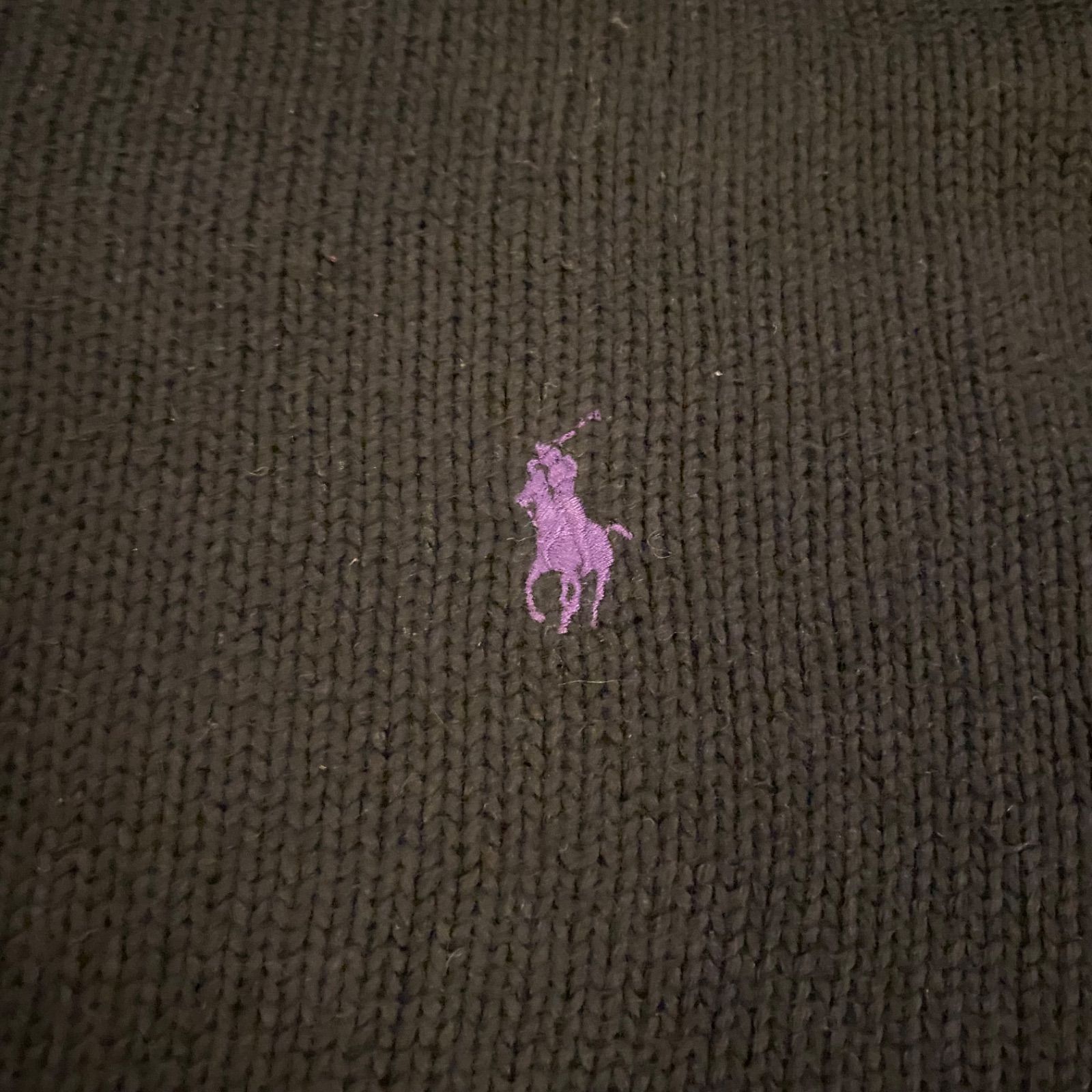 90s】Polo by Ralph Lauren ハーフジップ コットンニット ブラック 