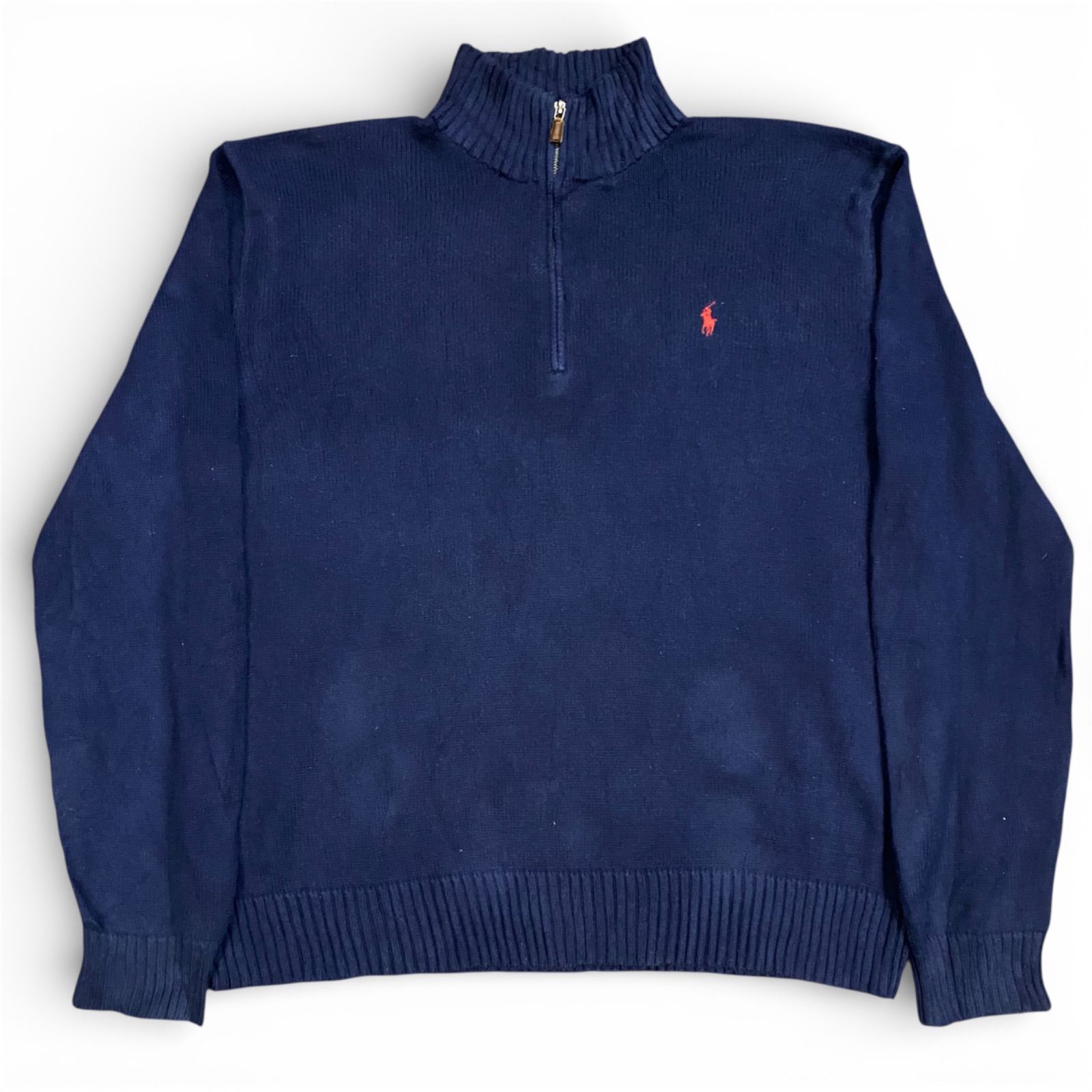 90s】Polo by Ralph Lauren ハーフジップ コットンニット ネイビー