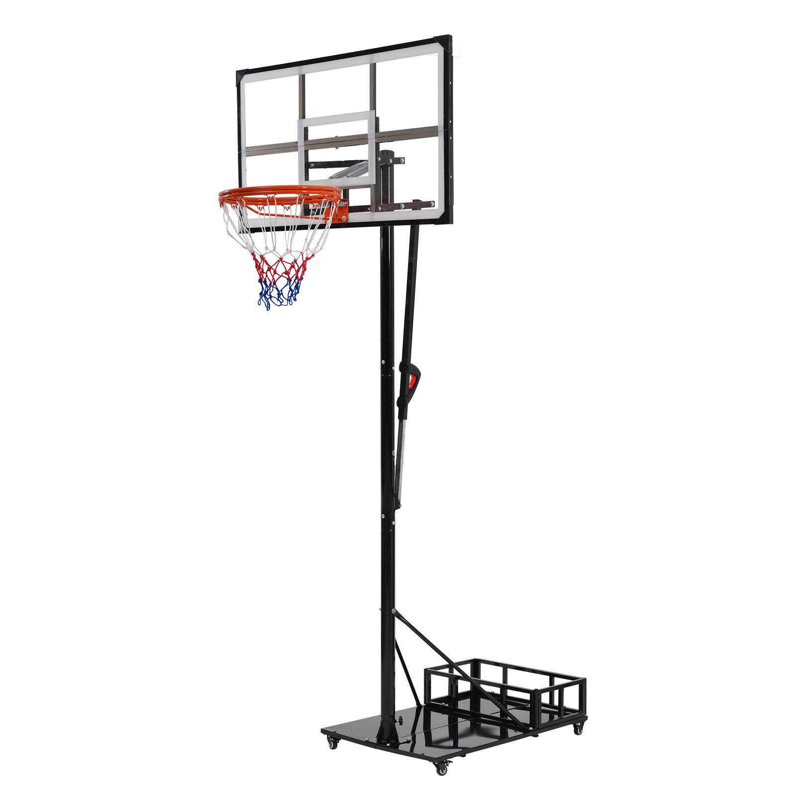 2025 バスケットゴール 鉄製ベース キャスター付き ワンタッチで高さ調整 ＆ミニバス対応 164 305 cm 移動可 工具付き ゴールネット バックボード リング ミニバス 一般用