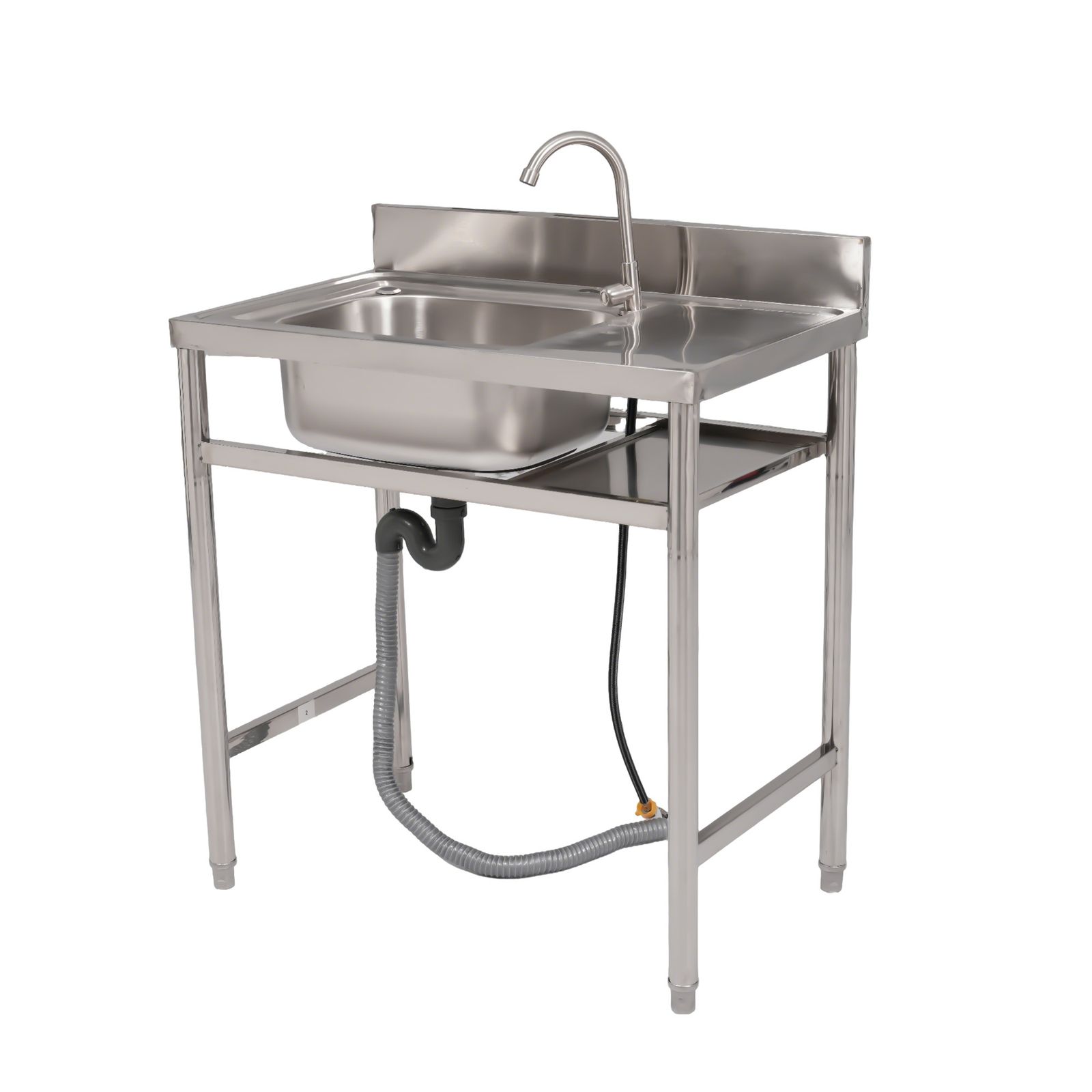 【幅80cm】屋外 流し台 ステンレス製 ガーデンシンク 作業台 キッチン 屋外作業に最適！ステンレス製ガーデンシンク付き作業台(80cm) 全品5