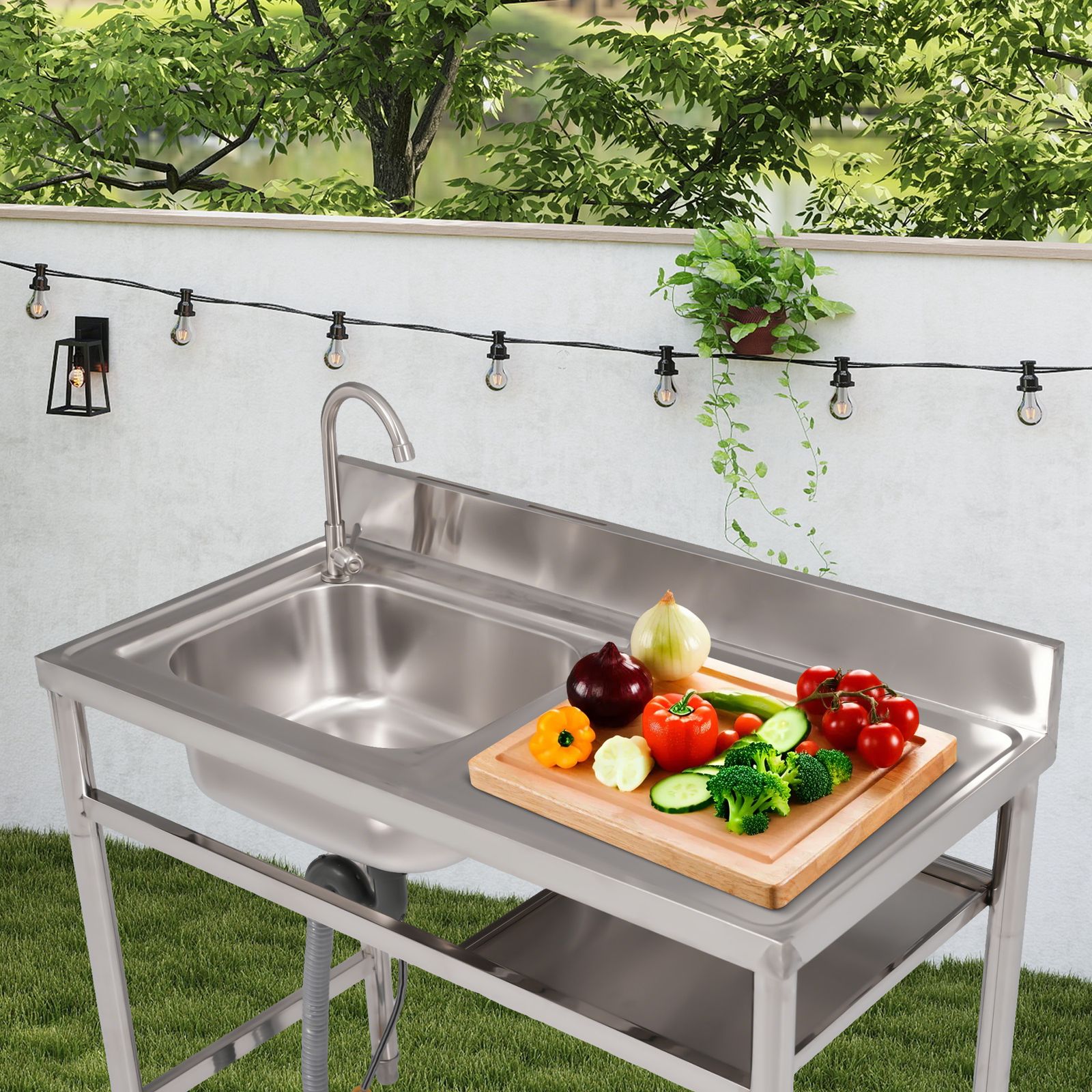 【幅80cm】屋外 流し台 ステンレス ガーデンシンク 作業台 キッチン 台所 幅80cm】屋外 流し台 ステンレス製 ガーデンシンク 作業台 キッチン