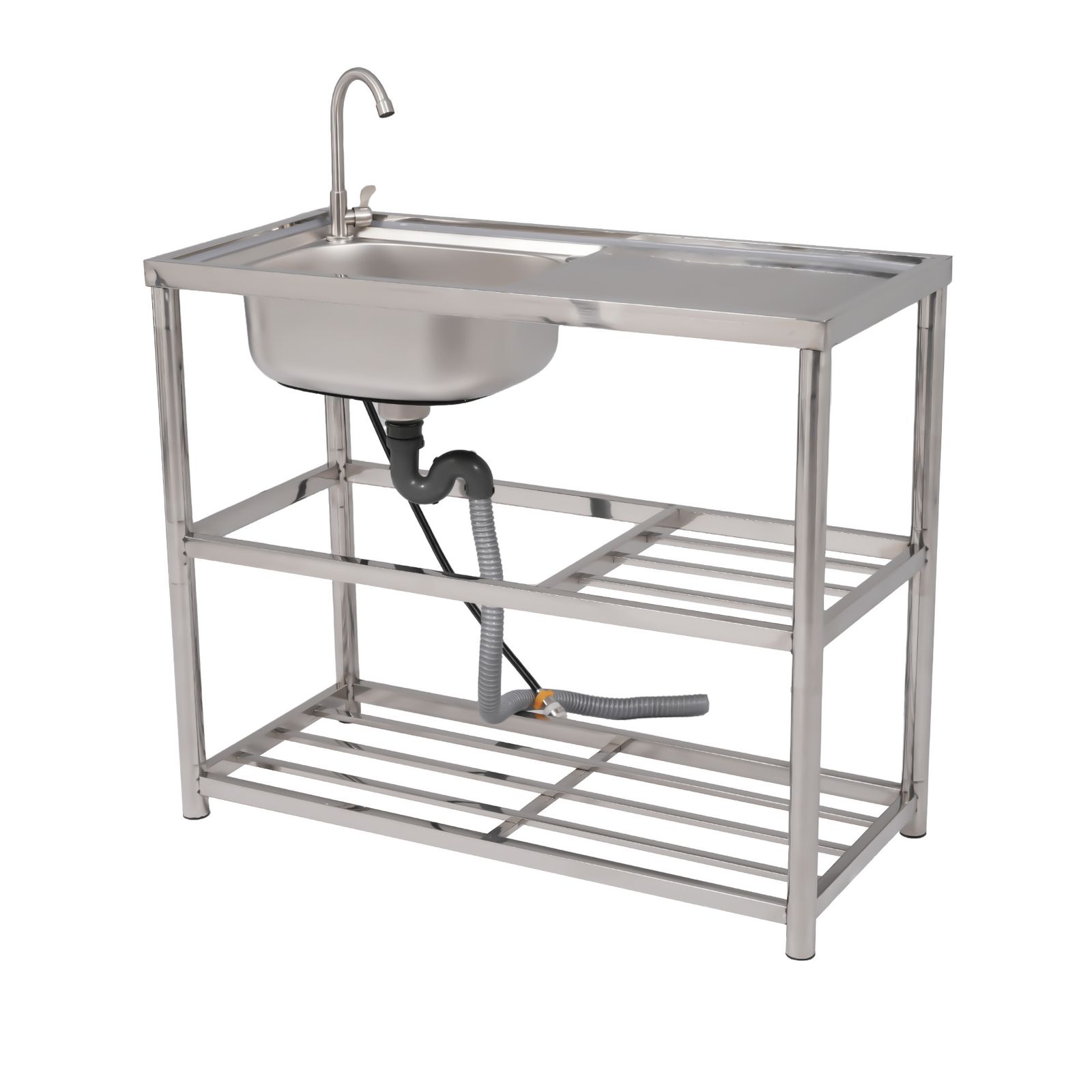 【幅100cm】屋外 流し台 ステンレス ガーデンシンク 作業台 キッチン 台所 JJ PROHOME 人工木 ガーデンシンク 大サイズ 全3色 おしゃれ アルミ