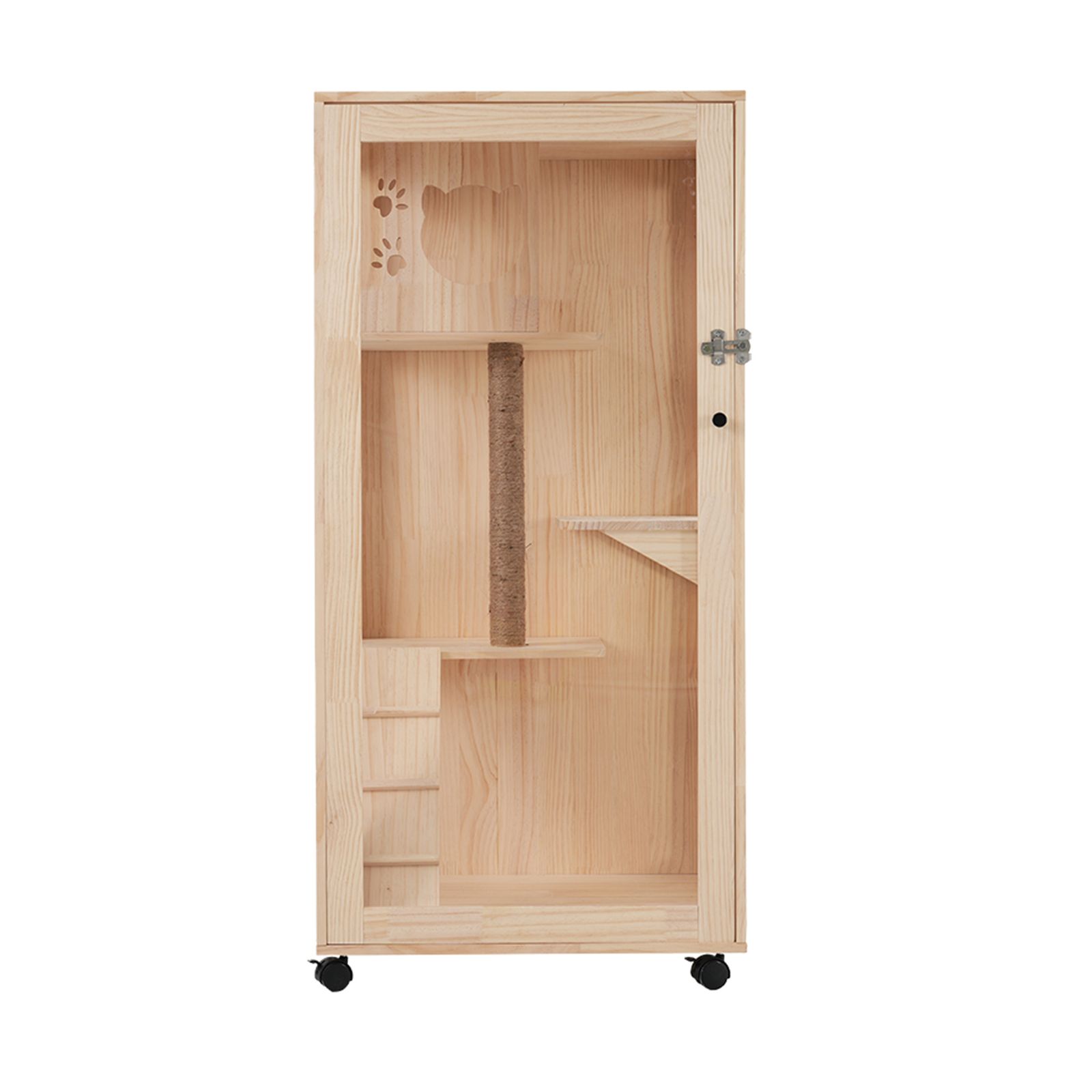 猫 ケージ キャットケージ 木製 3段 感 ワイド 多頭飼い ペットケージ 猫ゲージ 大型 隠れ家 キャスター付き 多段 留守番 保護 脱走防止 幅広い 据え置き ペット用品 猫用品 おしゃれ