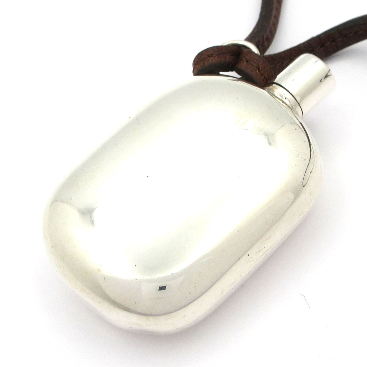 【美品】HERMES パフュームボトル ネックレス HERMES エルメス 925 香水 パフュームボトル ペンダントトップ レザー