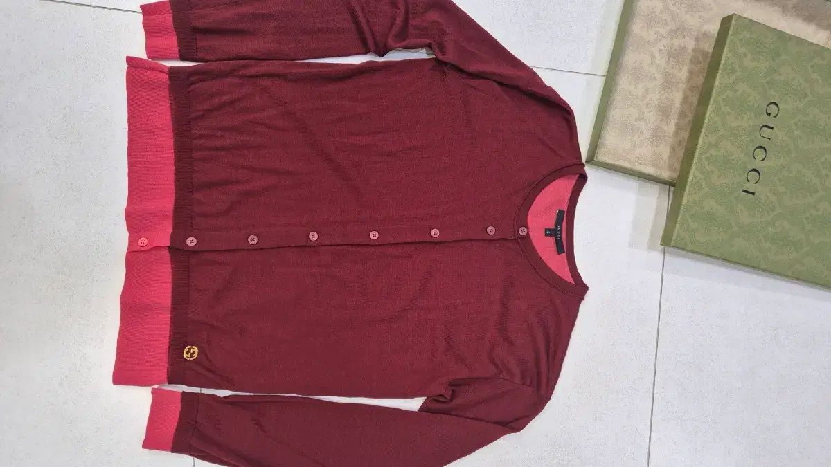 グッチ ウール ツートーン カーディガン ベーシックカラー 長袖 