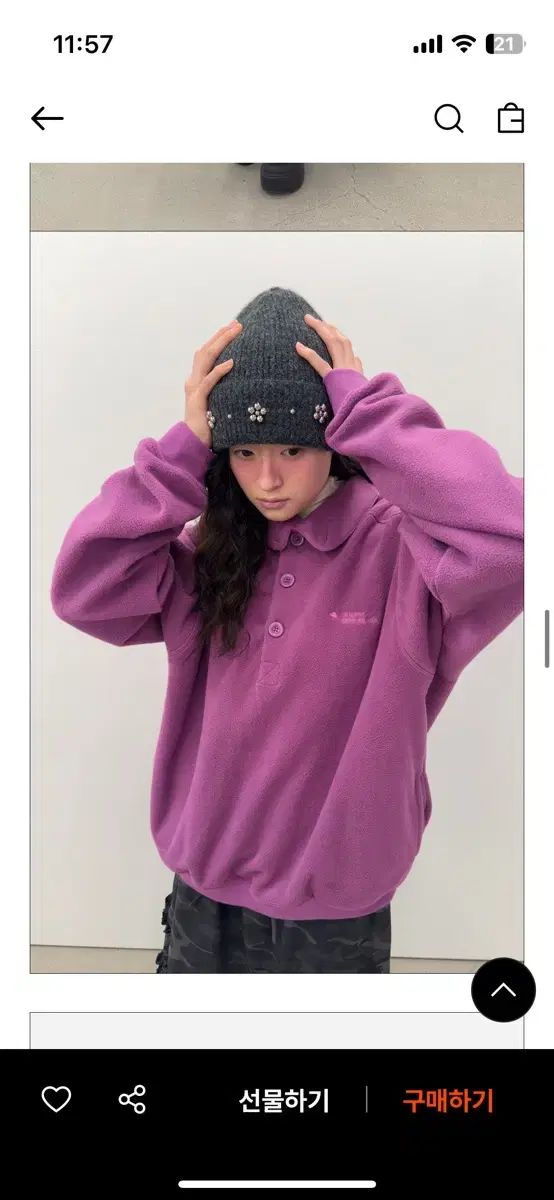 タイプサービス ボタン フリース トップス ピンク