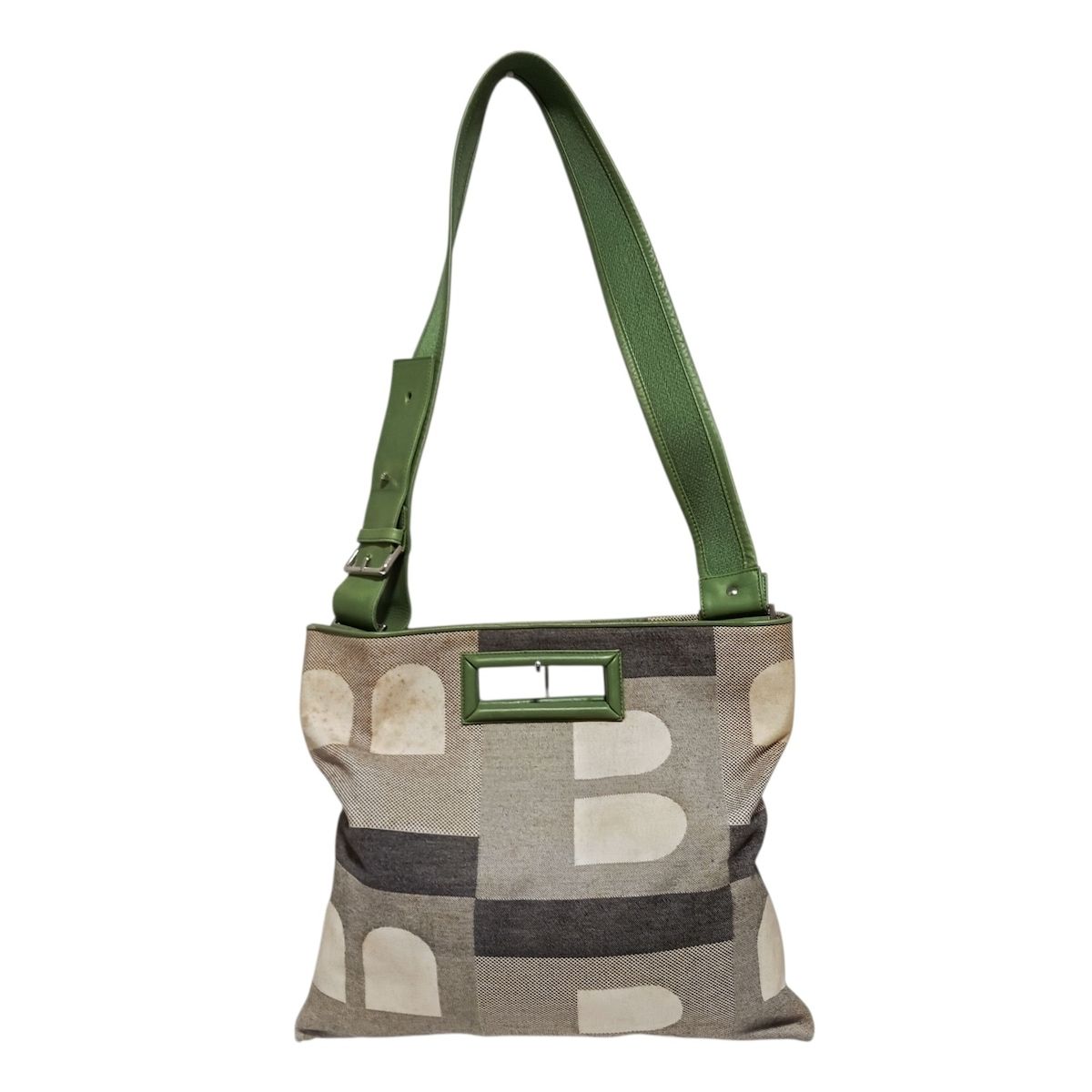 BALLY(バリー) ハンドバッグ - グレー×アイボリー×イエローグリーン