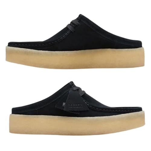 クラークス ワラビー カップ ロー ミュール シューズ ブラック スエード カジュアル メンズ 男性用 LO m
