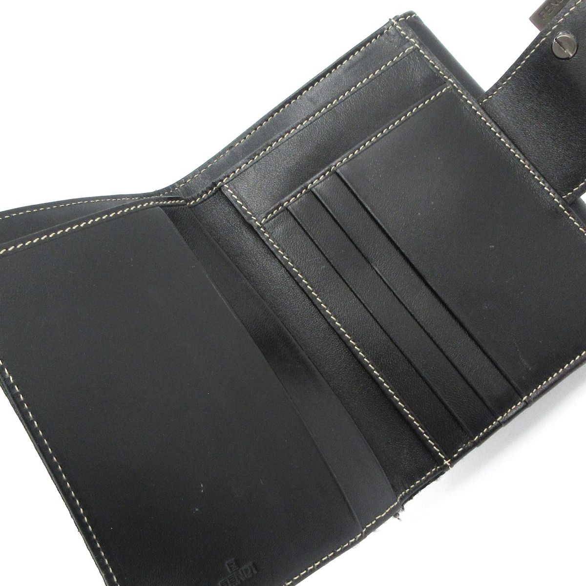 【激レア 美品】フェンディ　ミニ財布　バゲット　ズッカ　FF柄　エンボス　黒 FENDI(フェンディ) Wホック財布 ズッカ柄 8M0035 黒 レザー - メルカリ