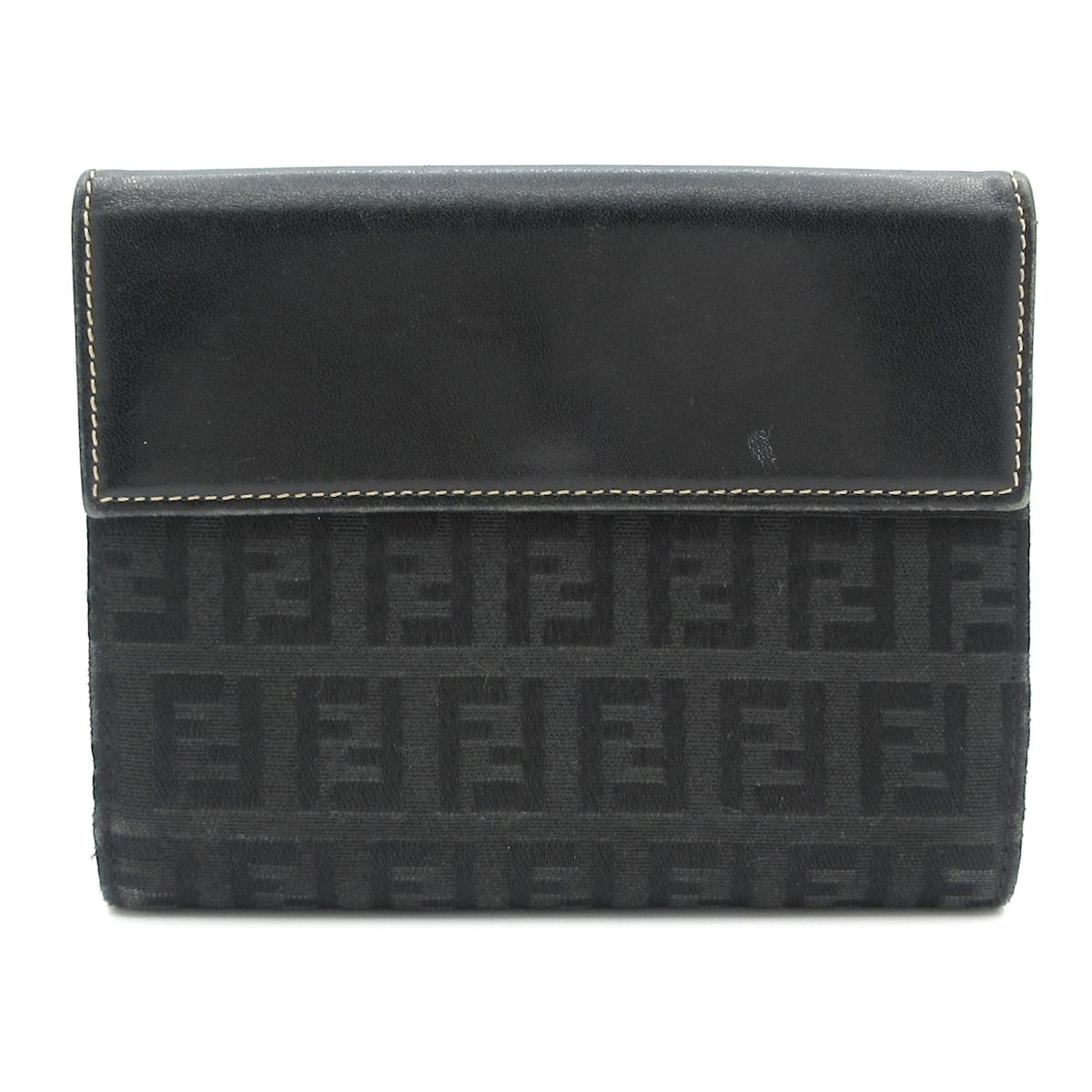 FENDI(フェンディ) Wホック財布 ズッカ柄 8M0035 黒 レザー - メルカリ