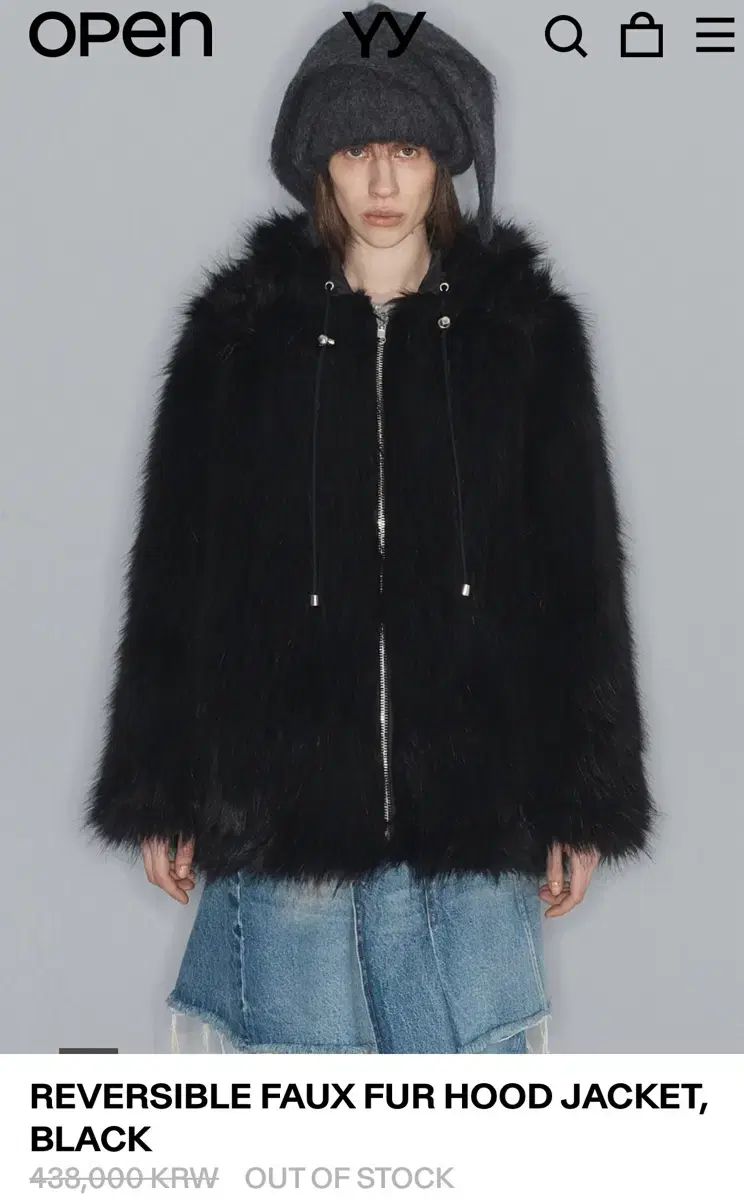 Open YY オープンワイワイ リバーシブル ファー フード ジャケット ブラック REVERSIBL