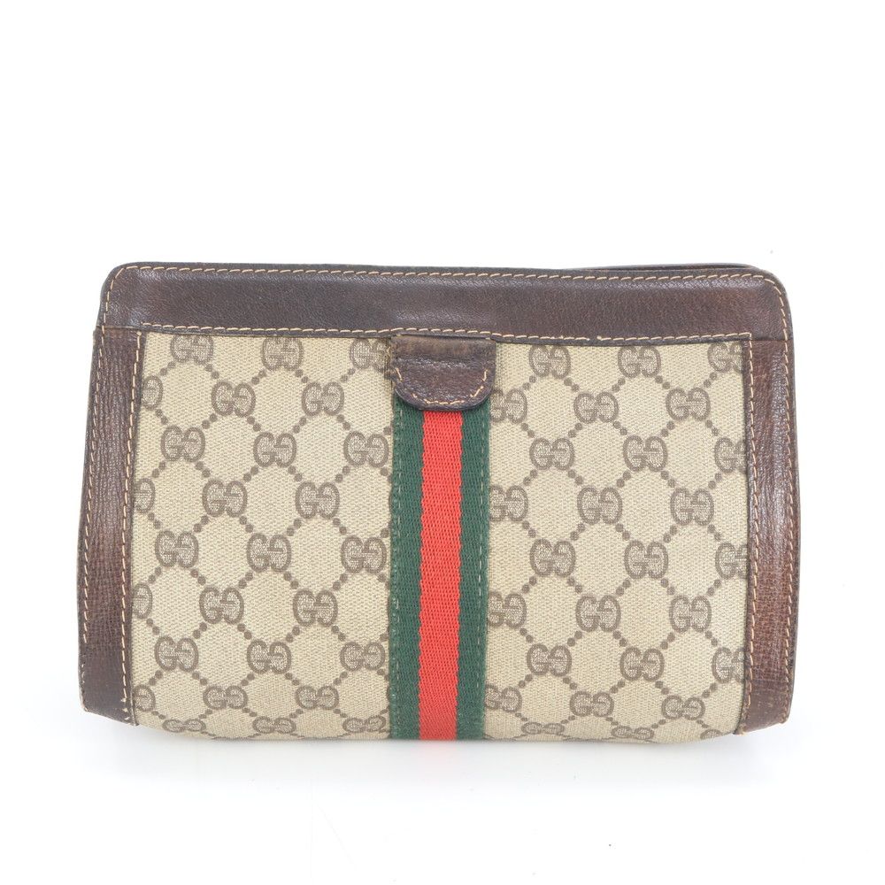 オールド グッチ パルファム GG スプリーム シェリーライン レザー セカンドバッグ クラッチ ポーチ 通勤 ビジネス メンズ MRE DH 2 4