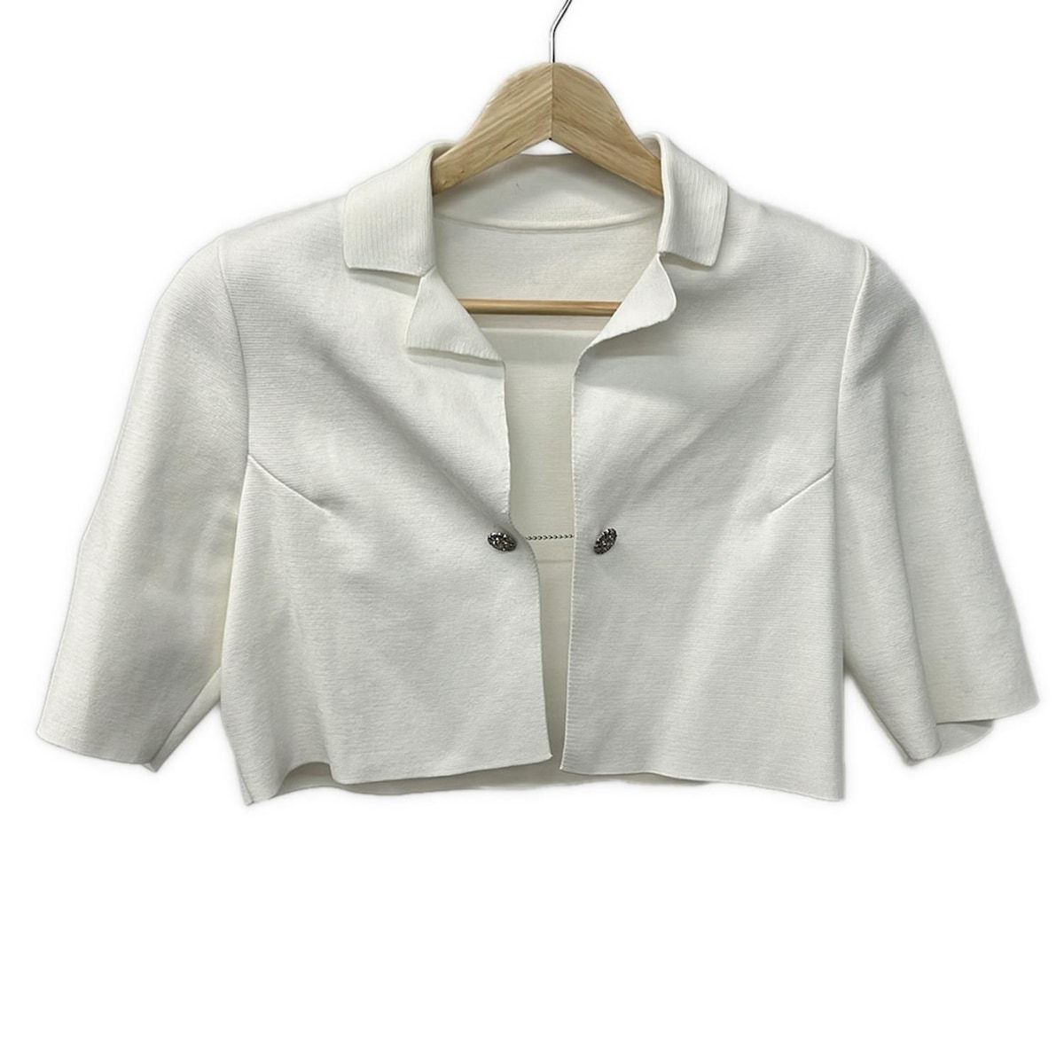 FOXEY フォクシー ジャケット サイズ40 M レディース 37110 白 半袖 ショート丈 肩パッド着脱可 春 秋