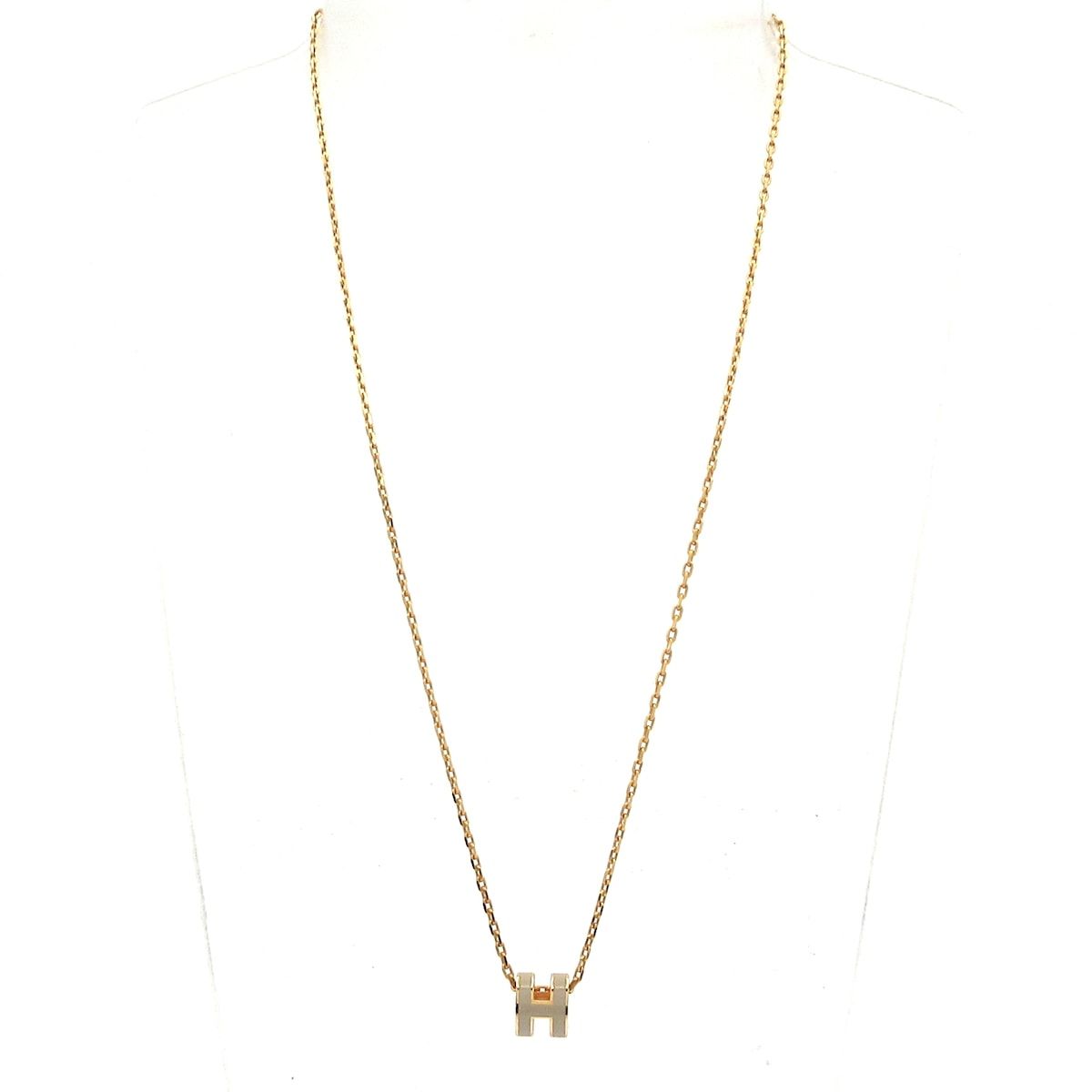 HERMES エルメス ネックレス ミニポップアッシュ ピンクゴールド グレーベージュ