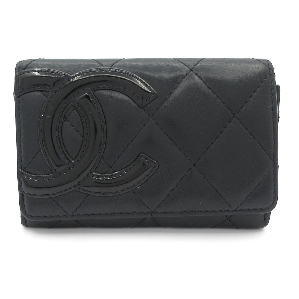 CHANEL シャネル 名刺入れ カンボンライン A 50081 黒 レザー ラムスキン