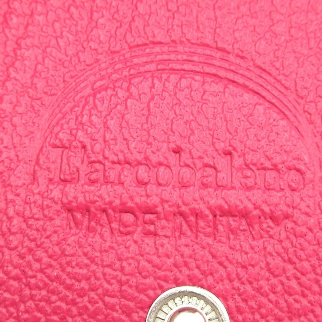  L arcobaleno ラルコバレーノ 2つ折り財布 ダークブラウン ピンク レザー 二つ折り財布 折り財布