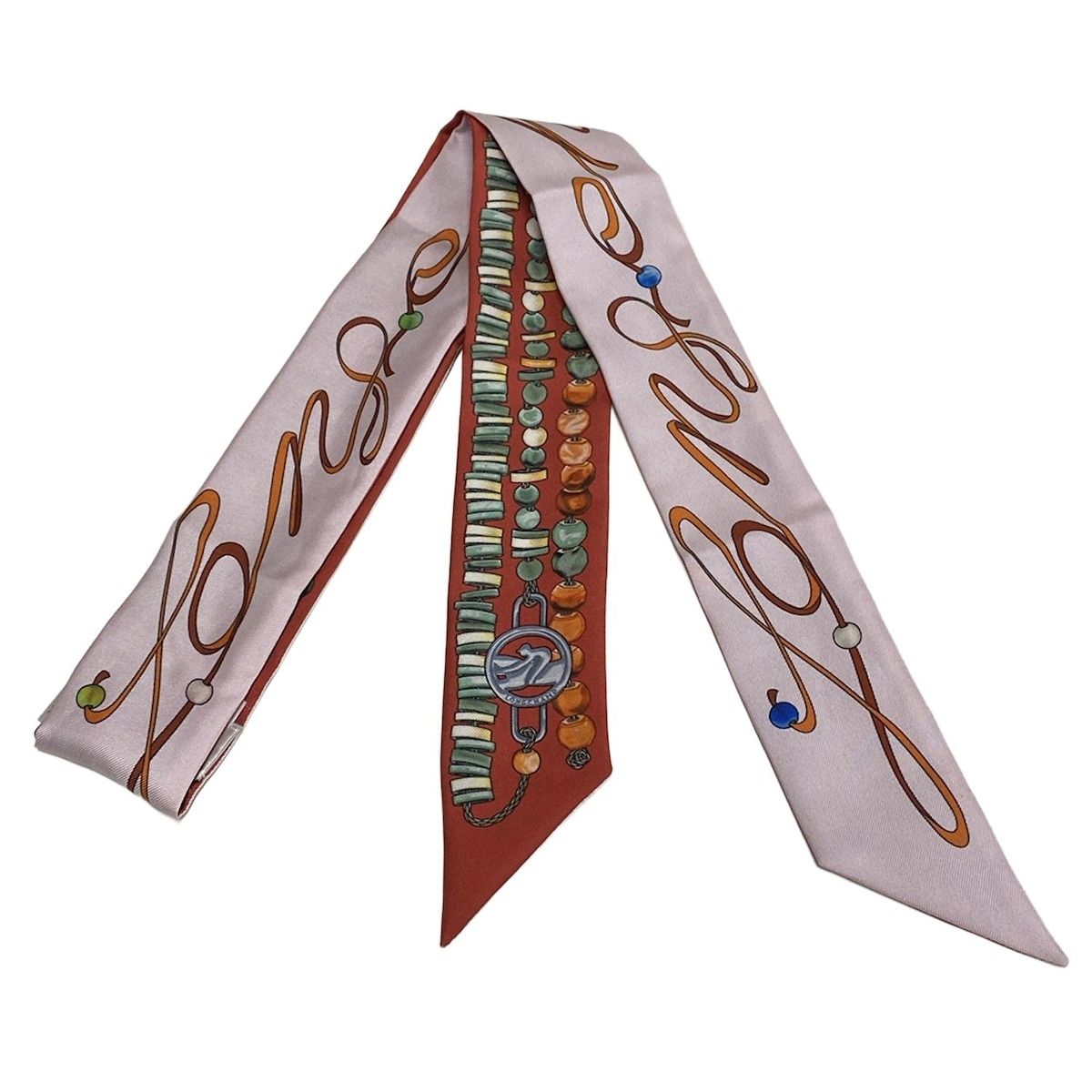 ロンシャン スカーフ ピンク レッド グリーン シルク