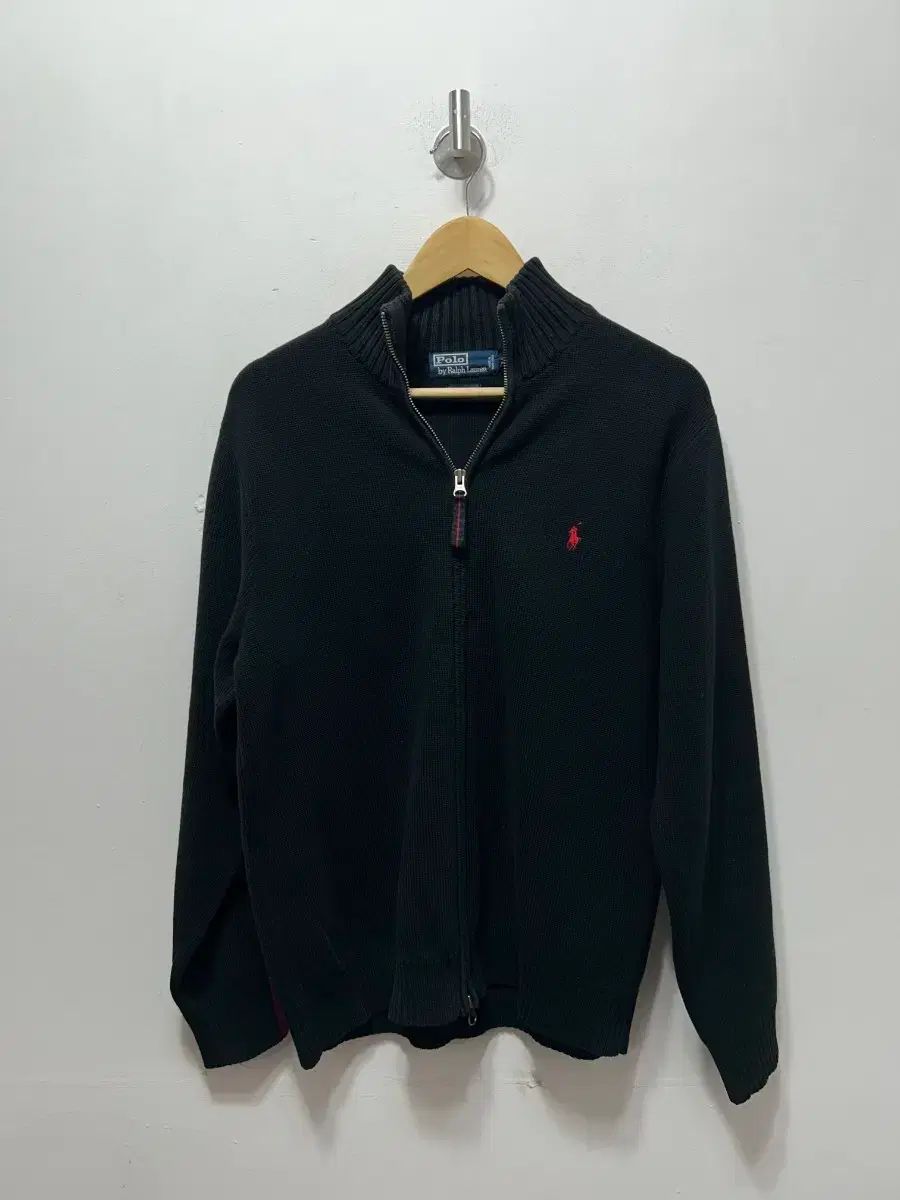 POLO ポロ ラルフローレン ブラック ニット ジップアップ カーディガン L