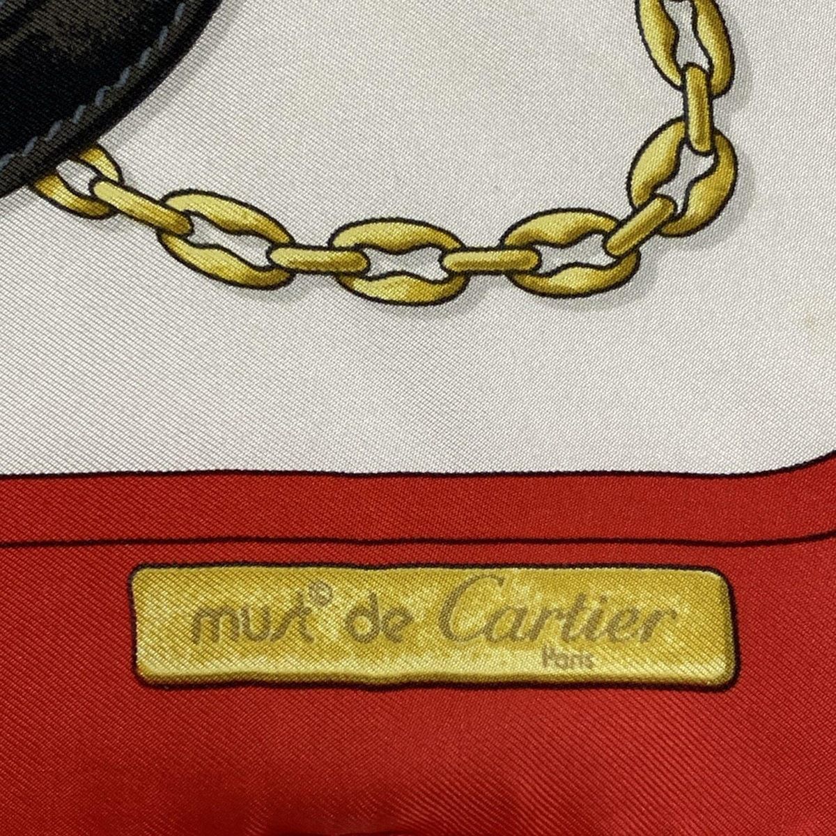 Cartier カルティエ スカーフ アイボリー レッド 黒