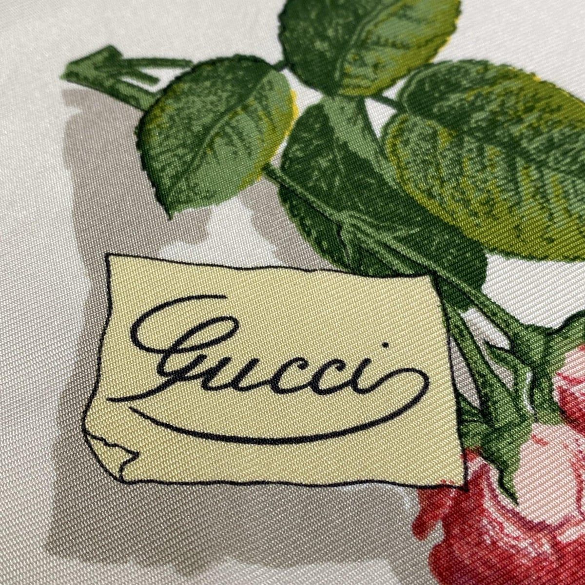 GUCCI グッチ スカーフ アイボリー グリーン マルチ フローラ