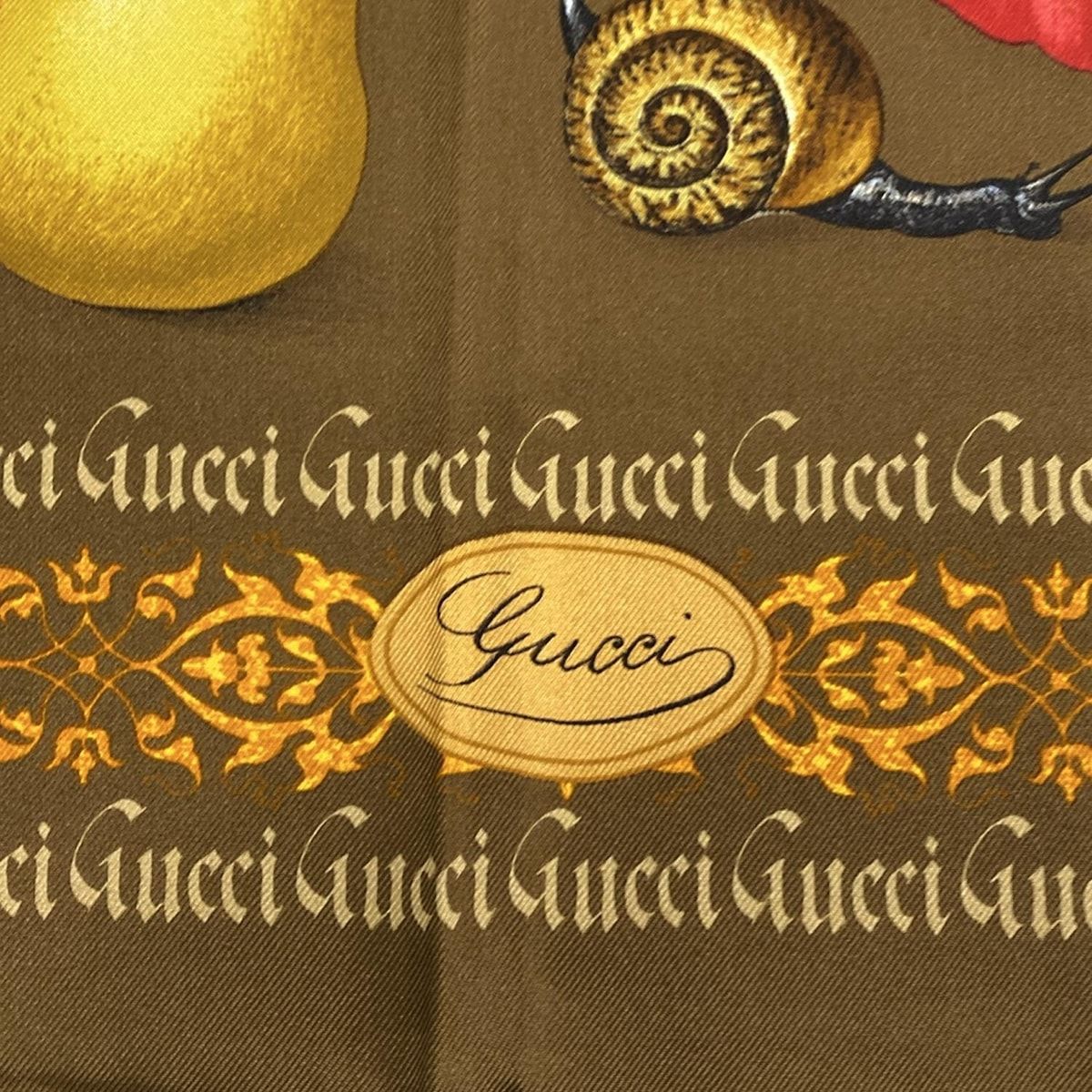 GUCCI グッチ スカーフ ダークブラウン レッド マルチ 花柄