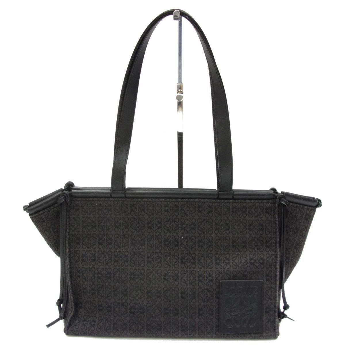 定価212 300円 LOEWE ロエベ クッショントート バッグ アナグラム柄 レザー切替 ショルダーバッグ レディース