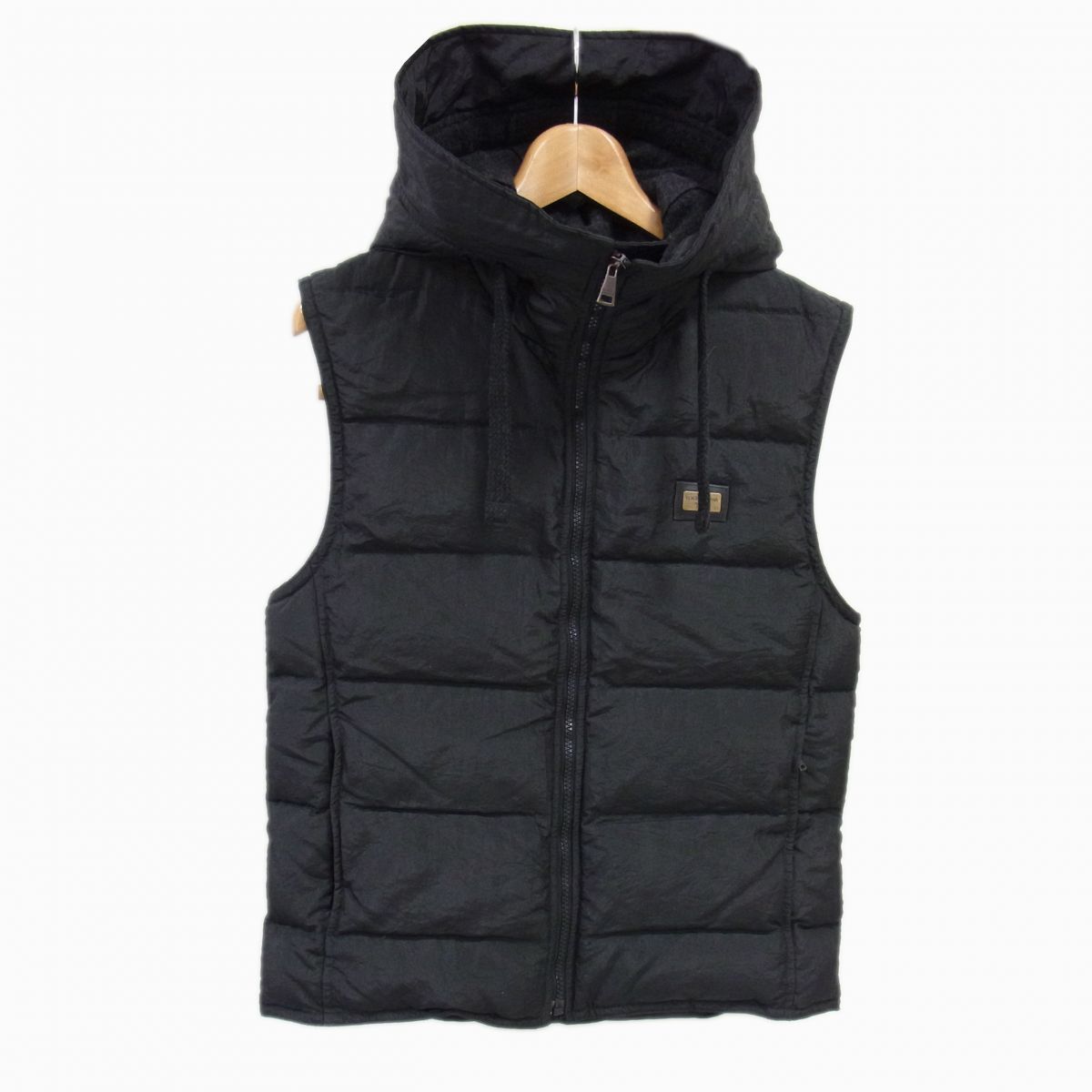 DOLCE GABBANA ダウン パーカーベスト ロゴプレート ジレ ブラック ドルチェ＆ガッバーナ メンズ イタリア製