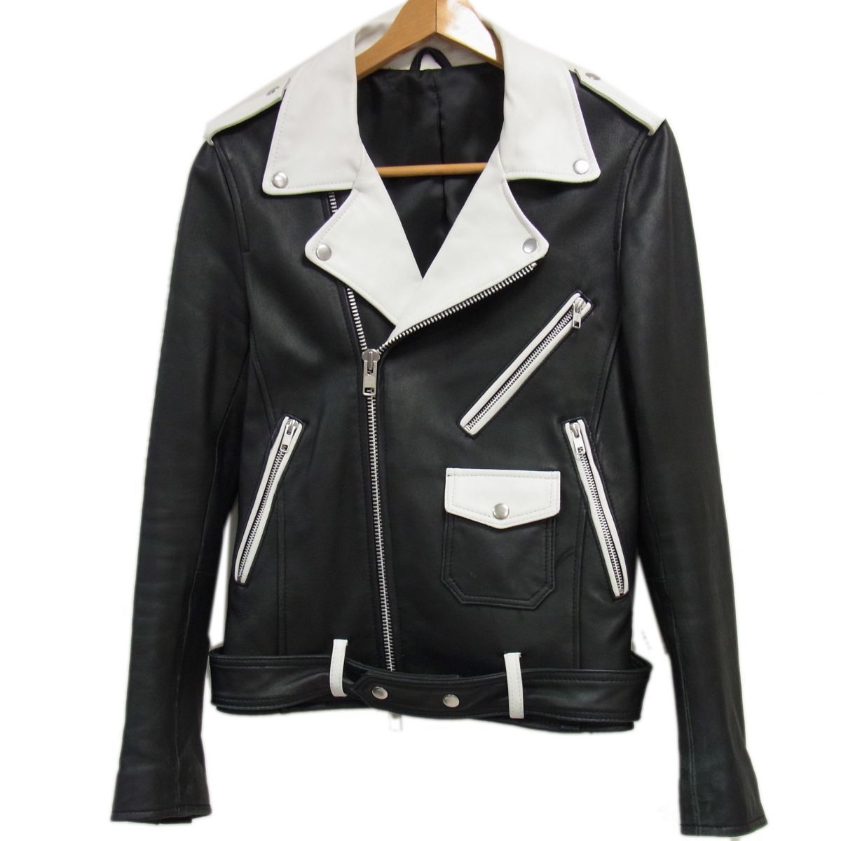 定価54,780円☆MANIERA マニエラ 羊革 ラムレザー ダブル ライダース