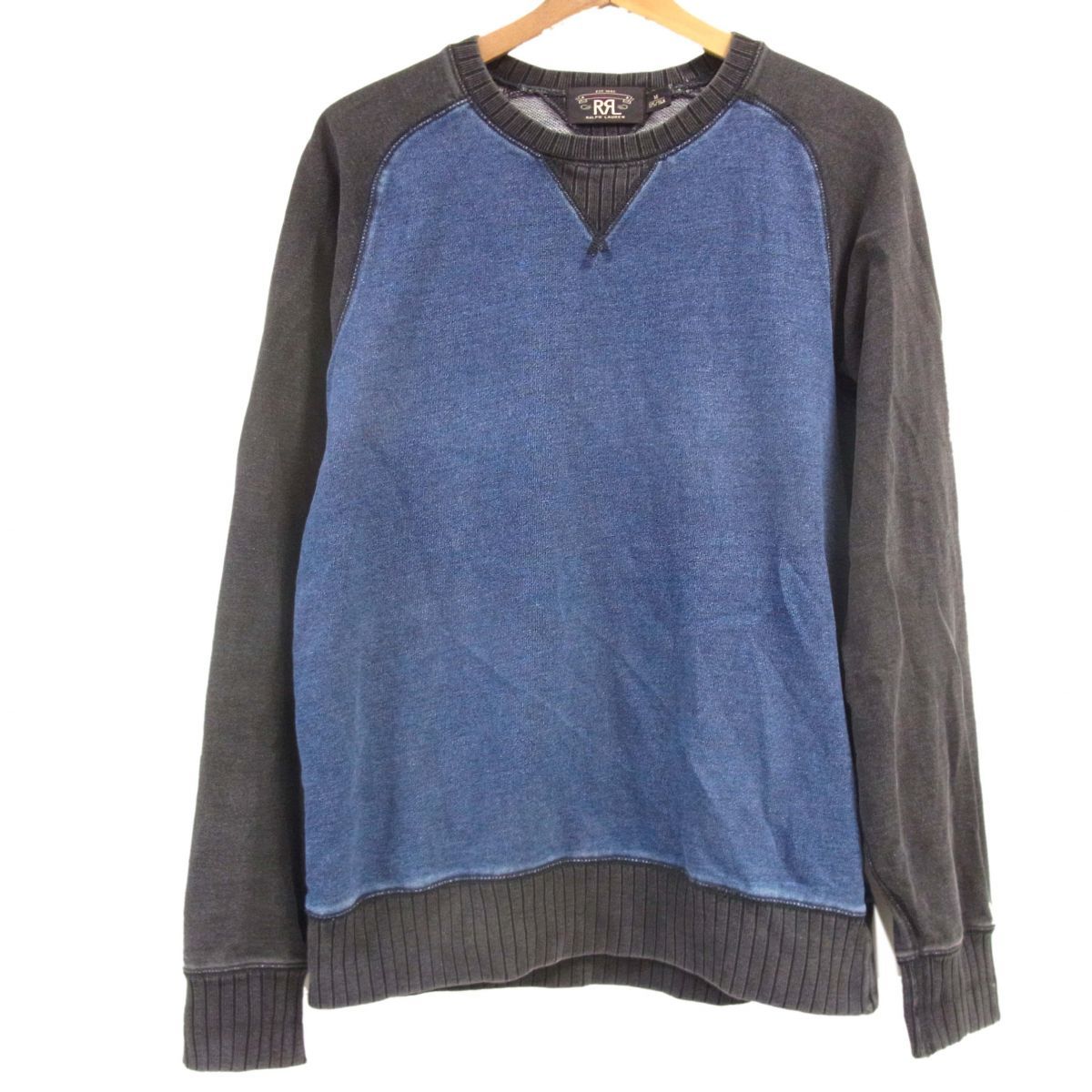◇RRL RALPH LAUREN インディゴ ラグランスウェット 両V トレーナー 