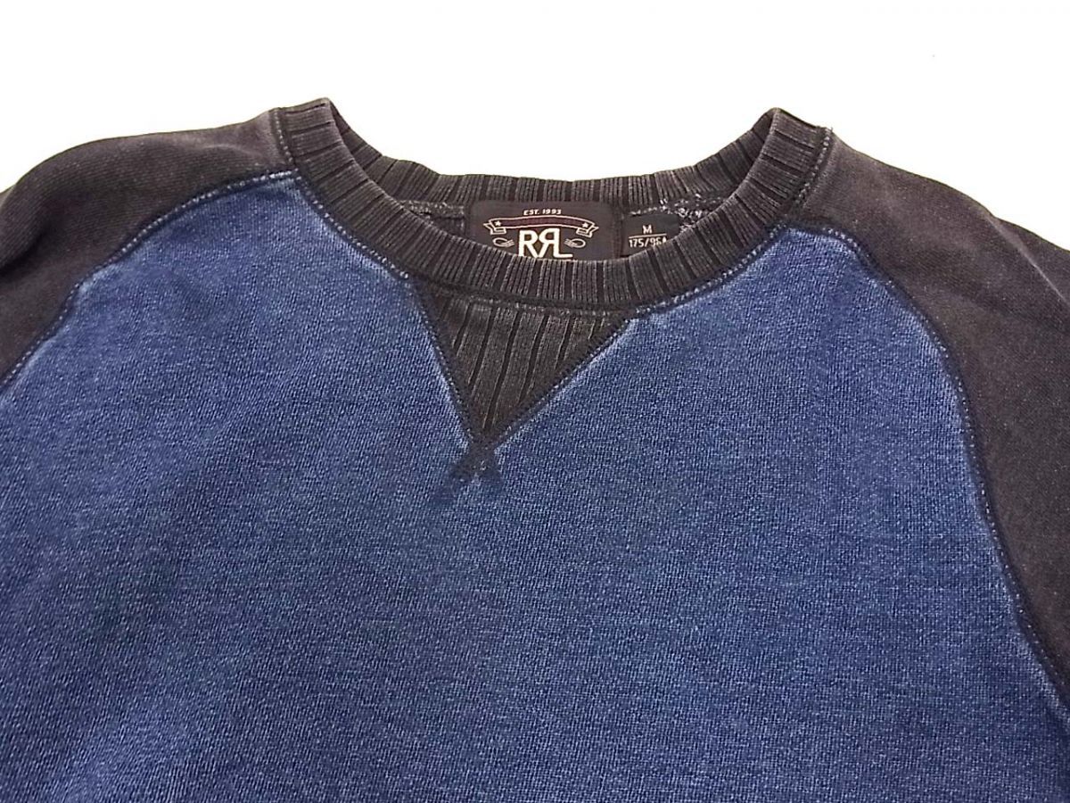 ◇RRL RALPH LAUREN インディゴ ラグランスウェット 両V トレーナー 
