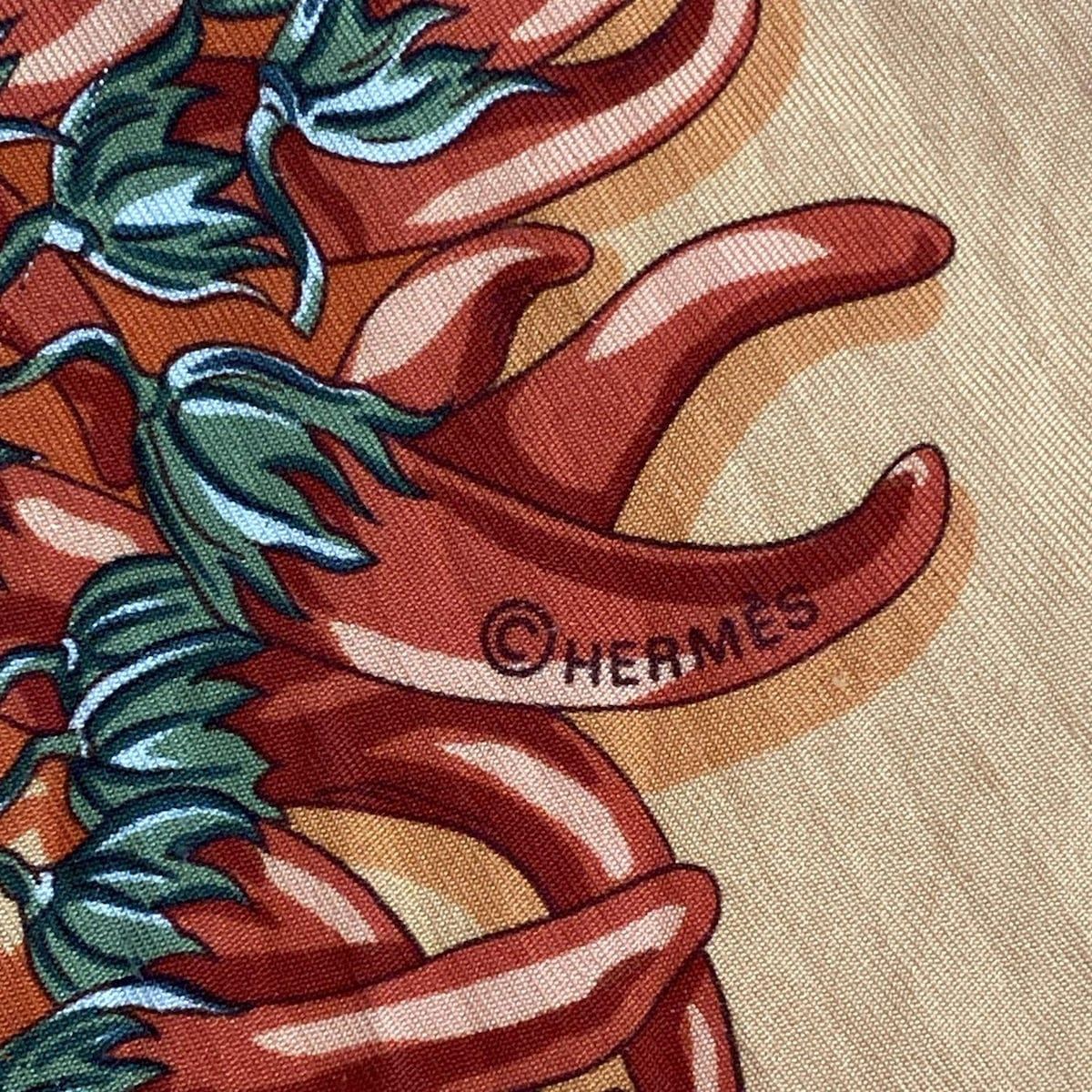 HERMES エルメス スカーフ カレ90 イエロー レッド マルチ AUX PAYS DES EPICES