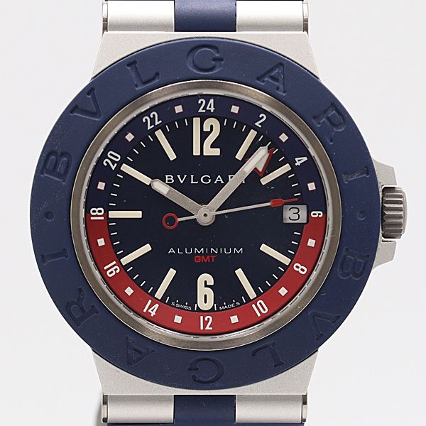 稼働 ブルガリ アルミニウム GMT BB 40 AT 自動巻 ブルー文字盤 メンズ腕時計 0055220 12 RKT SMZ