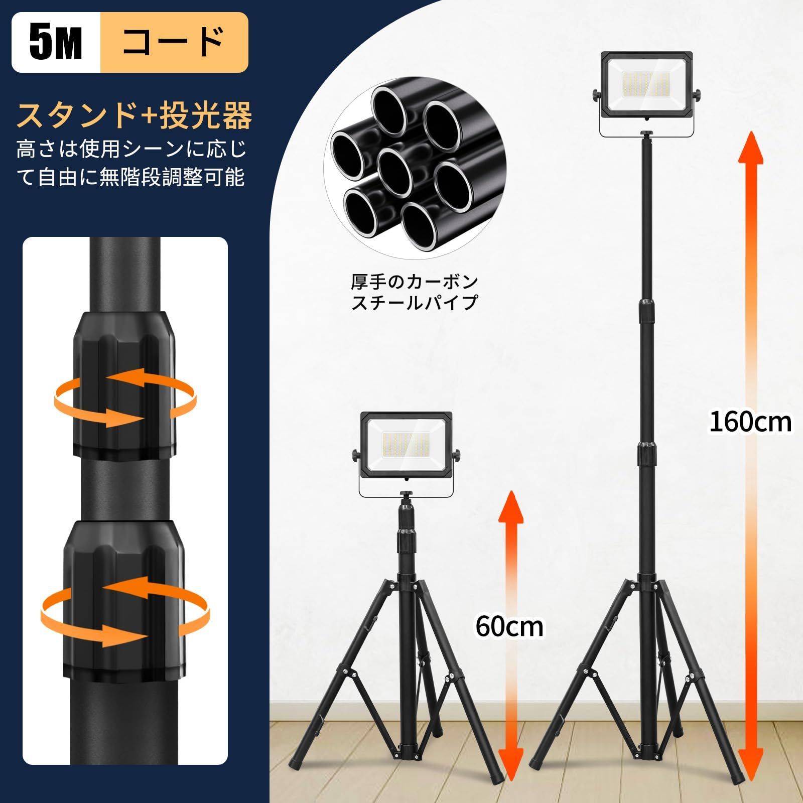 2個セット 送料無料 2セット LEDスタンドライト 作業灯 100W LED