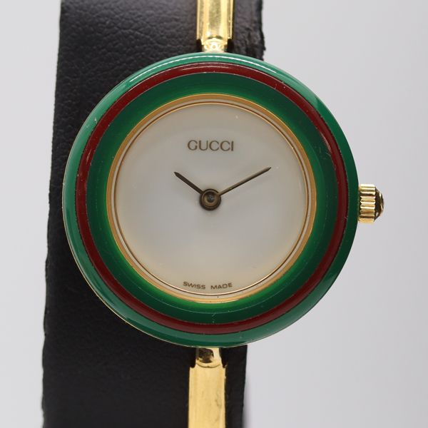 稼働 グッチ 11 12 2 チェンジベゼル QZ ホワイト文字盤 レディース腕時計 0600600 PRT KMT