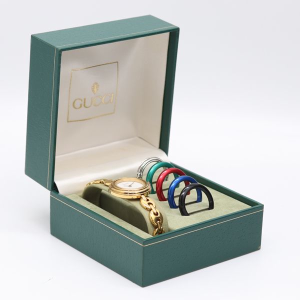 稼働 グッチ 11 12 2 チェンジベゼル QZ ホワイト文字盤 レディース腕時計 5118300 PRT KMT