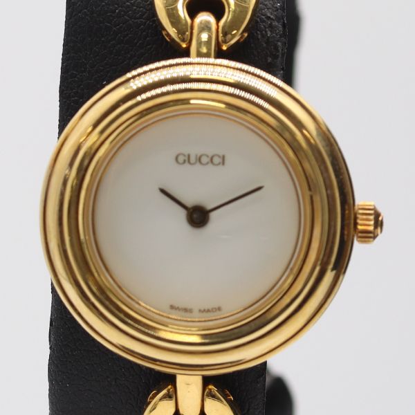 稼働 グッチ 11 12 2 チェンジベゼル QZ ホワイト文字盤 レディース腕時計 5118300 PRT KMT