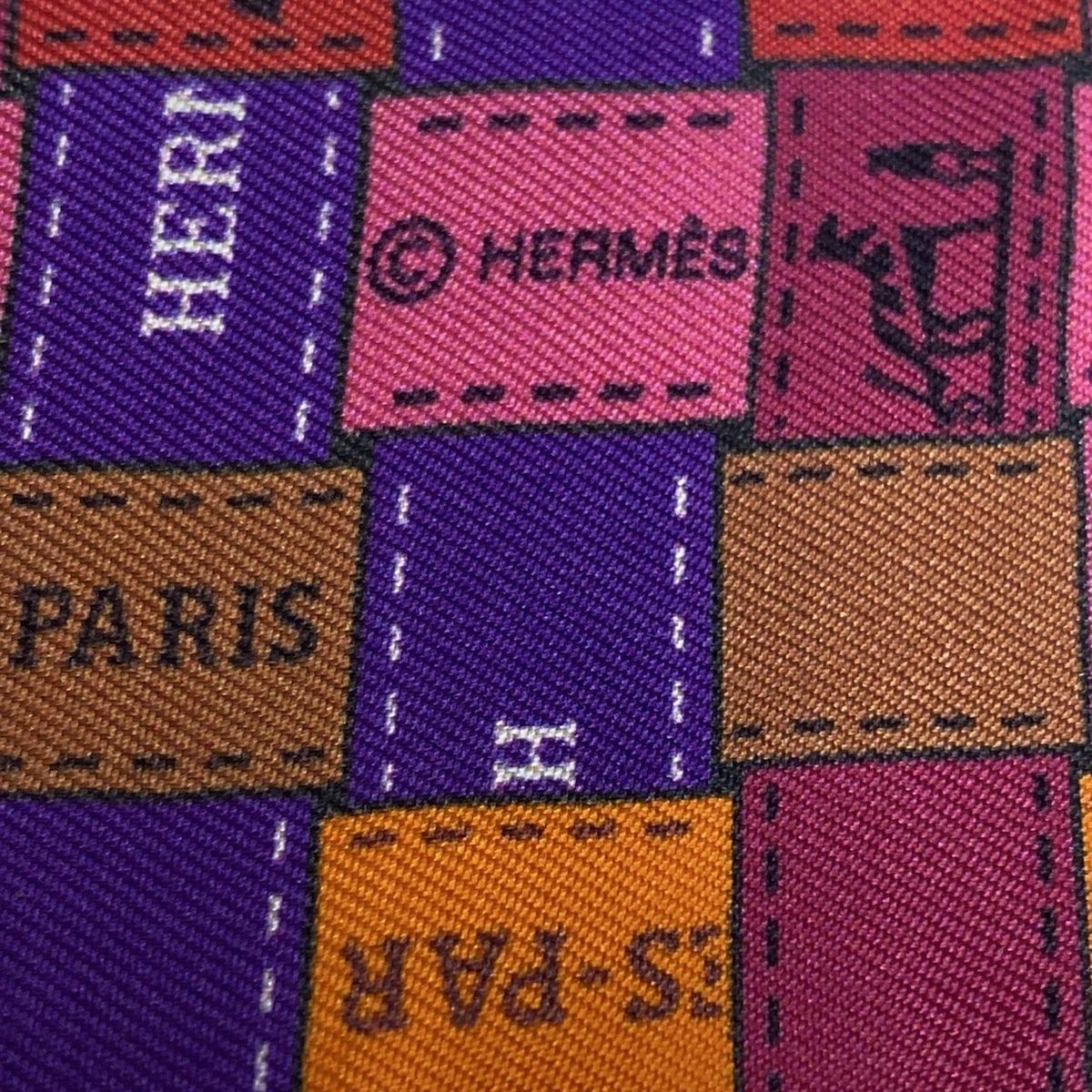 HERMES(エルメス) スカーフ美品 ツイリー ボルドー×ピンク×マルチ