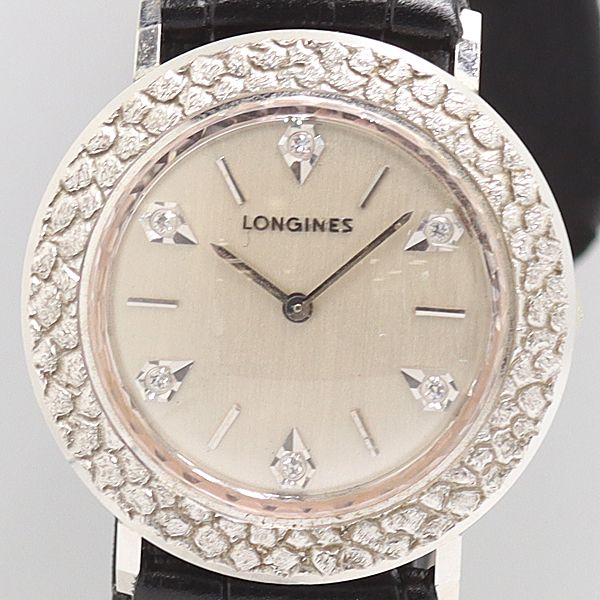 級 稼働 ロンジン アンティーク 14 K 32 3 g 6 Pダイヤ シルバー文字盤 手巻き レディース腕時計 8241310 11 TLT KTU