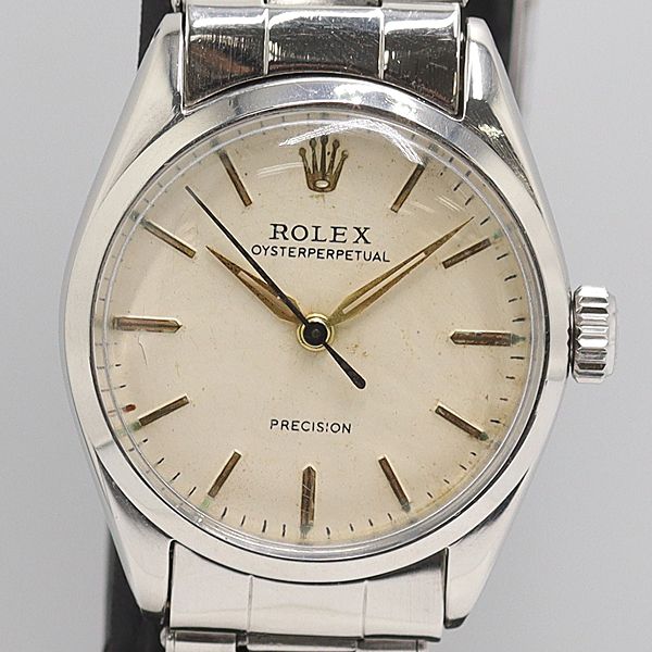 稼働 ロレックス オイスターパーペチュアル プレシジョン 6246 手巻 アイボリー文字盤 メンズ腕時計 6425810 12 DIT SMZ