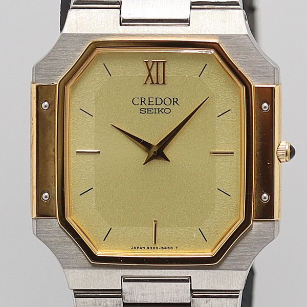 級 稼働 セイコー クレドール QZ ゴールド文字盤 14 K 9900 5320 メンズ腕時計 5531400 12 DIT KMR ABC 17701