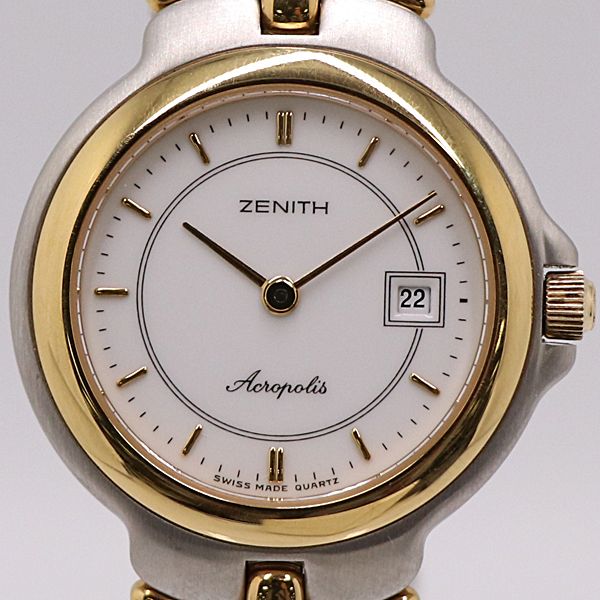 級 稼働 ゼニス アクロポリス 59 7000 295 QZ ホワイト文字盤 レディース腕時計 3973200 12 DIT ABC 17728