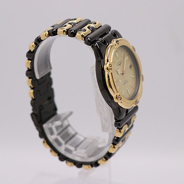 保 稼働 ロンジン QWR 200 M QZ ゴールド文字盤 メンズ腕時計 0046200 12 BJT KMR