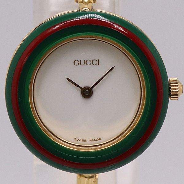 級 稼働 グッチ 11 12 2 QZ チェンジベゼル ホワイト文字盤 レディース腕時計 5098500 PRT KMR ABC 17734