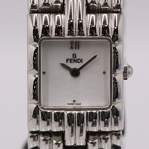 保 稼働 フェンディ 680 L QZ 3コマ付 ホワイト文字盤 レディース腕時計 0683100 12 PRT KMR ABC