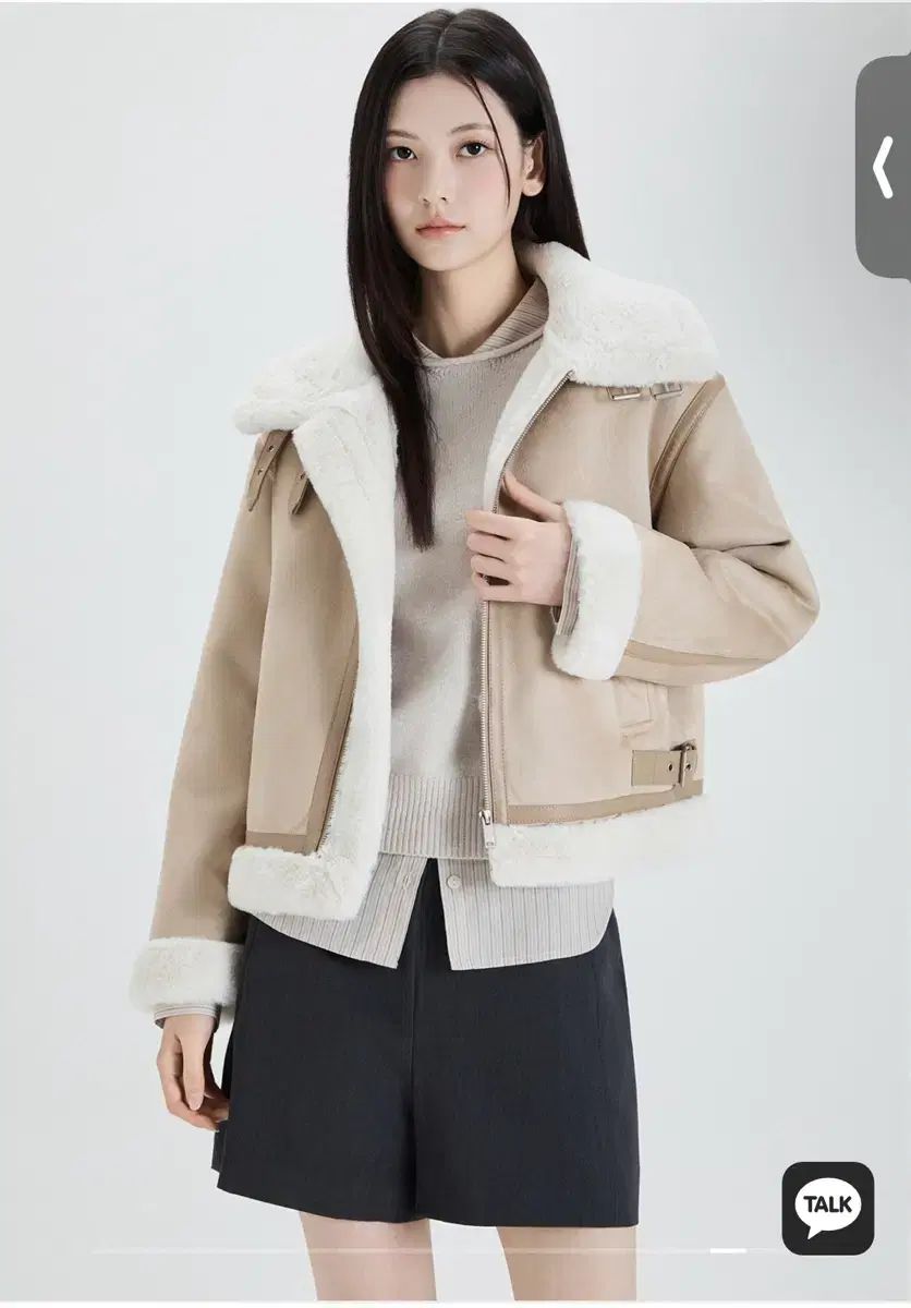 MIXXO スタンカラ ムートン ベージュ M