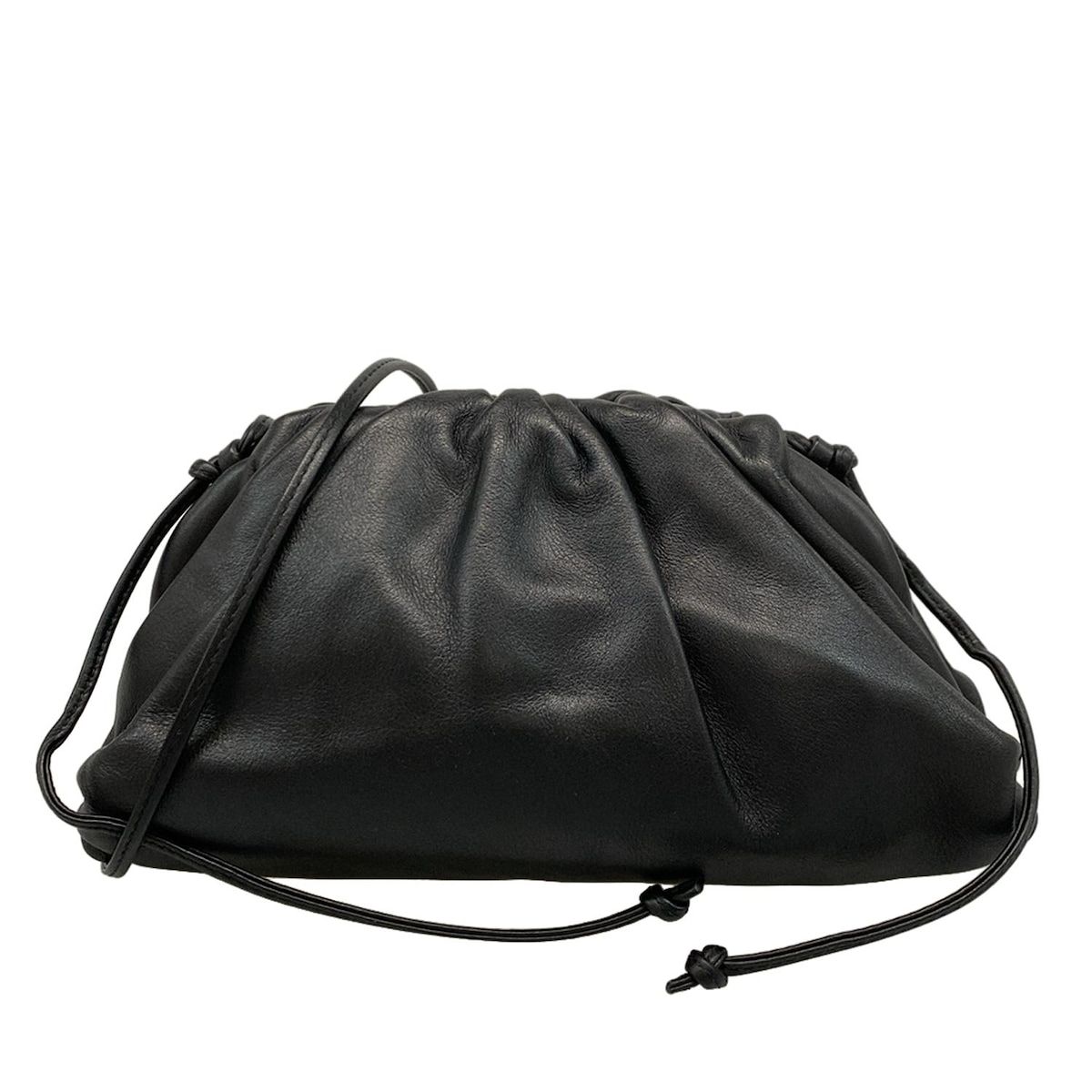 ボッテガヴェネタ 両サイドがま口 ラムレザー ハンドバッグ ショルダーバッグ 黒 BOTTEGA VENETA(ボッテガヴェネタ) ショルダーバッグ ミニ ザ・ポーチ