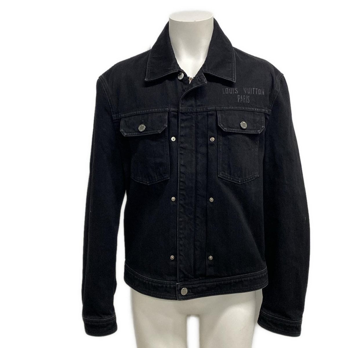 LOUIS VUITTON ルイヴィトン Gジャン サイズ50 XL メンズ HBA 60 W 黒 長袖 デニム レザー ジップアップ 春 秋 コットン