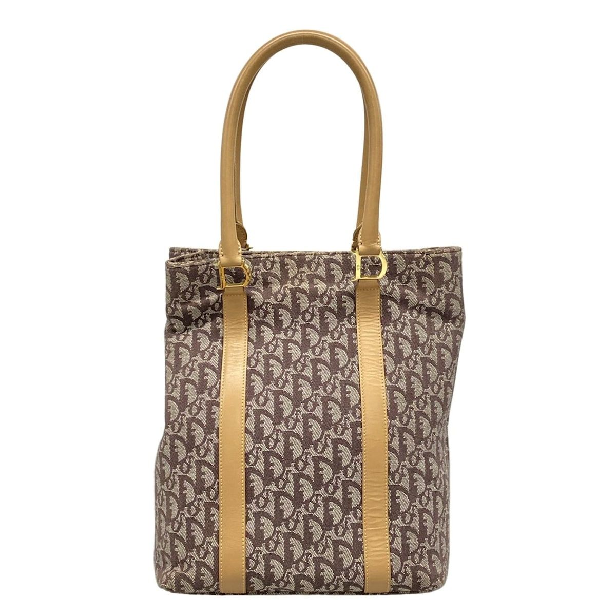 DIOR ChristianDior ディオール クリスチャンディオール トートバッグ トロッター ダークブラウン アイボリー ベージュ レザー